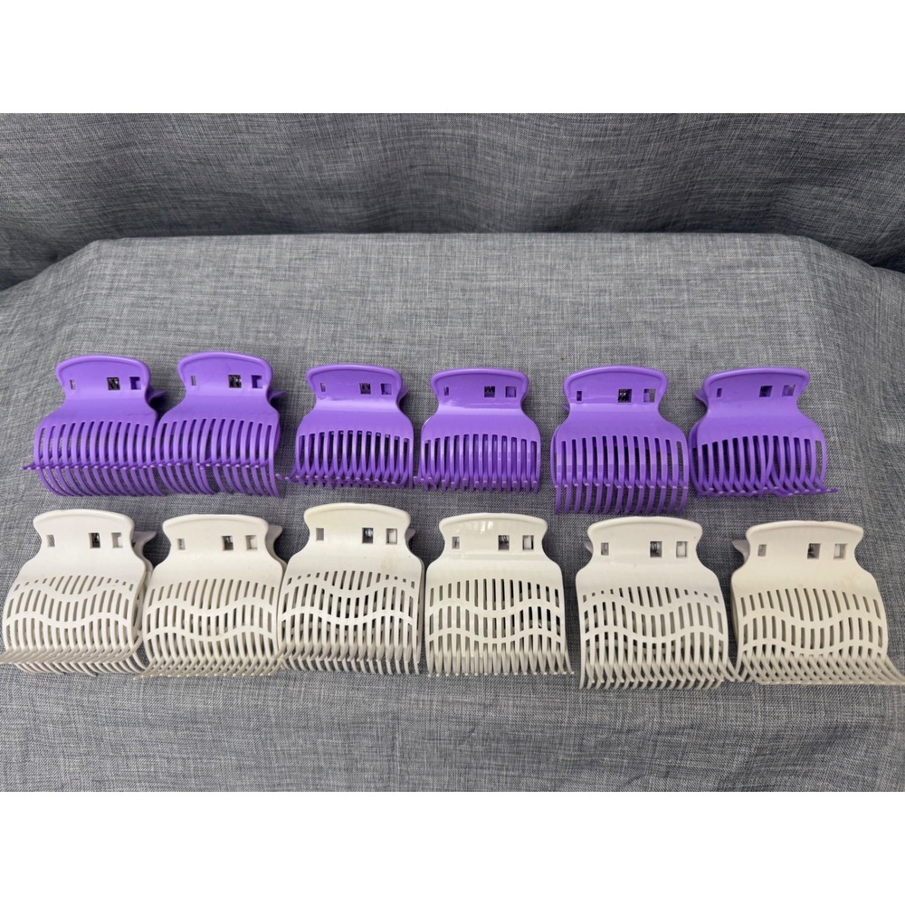 Conair hot roller replacement clips in purple and white 1 doz full SET
